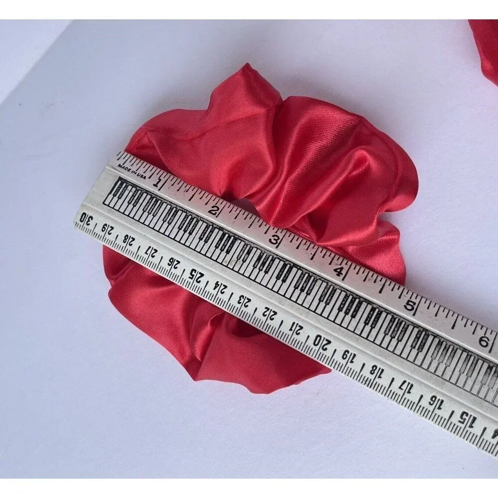 2 New Women Hair Satin Scrunchie Hair Tie Red